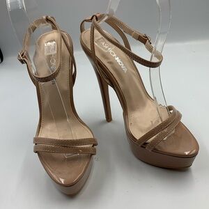 High heel platform sandals.